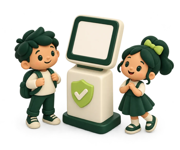 Ilustração 3D de check-in kids