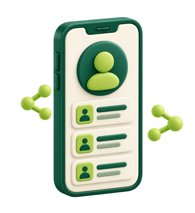 Ilustração 3D de app para membros